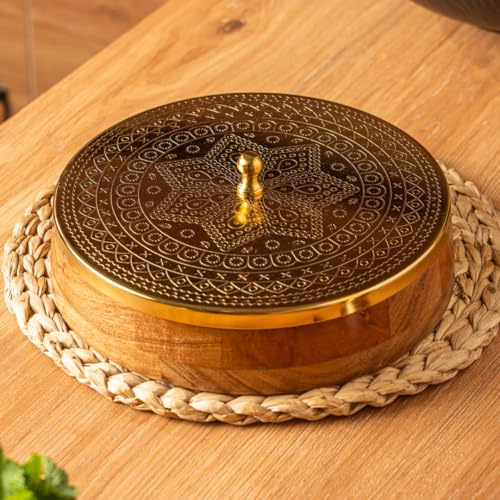 CÜRAA YFL Home Spice Box for Kitchen with Spoon (Acacia Wood, 7 Removable Containers, 120ml) | Masala Box for Kitchen | Spice Storage Box | Stylish Masala Dani for Gift