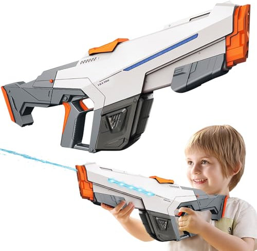 Wasserpistole Elektrisch mit Automatischer Wasseraufnahme, Elektrische Wasserpistole für Kinder Erwachsene, 610ml Kapazität, für Pool Party Strand im Freien