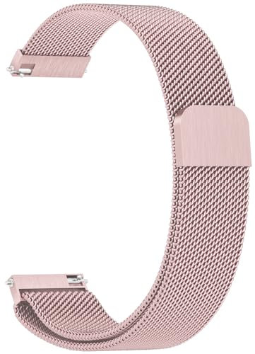 ZGCE Metall Uhrenarmbänder 22mm 20mm Armband, Edelstahl Mesh Uhrenarmband, Verstellbarer Magnetverschluss, Smartwatch Schnellverschluss Ersatzarmband Für Damen Herren (Rosa, 20mm)