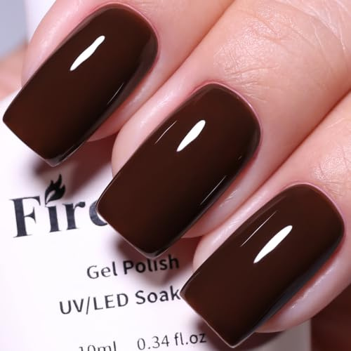 Firedeep 10ml Hema Free Chocolate Brown Gel Nail Polish Soak Off DIY Gel Polish Salon Art Gift for Girls 1Pcs