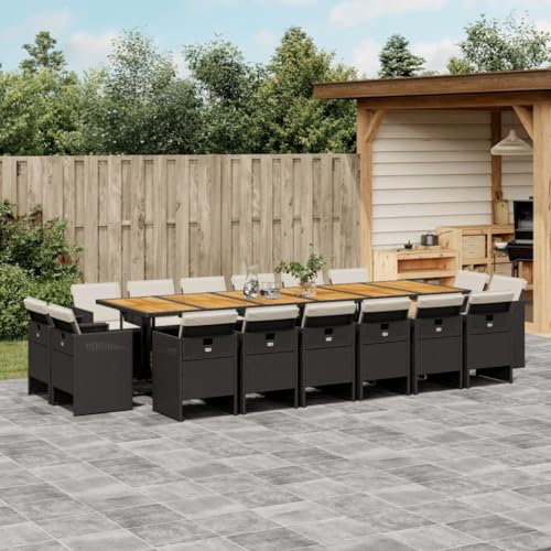 Snsowed Set de Muebles jardín 17 pzas con Cojines ratán sintético Negro, Conjunto Jardin Exterior, Muebles Jardin Exterior, Mueble Terraza, Set De Jardin Exterior, Juegos De Terraza - 3277838