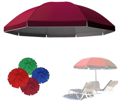 Housse de rechange imperméable et anti-UV 50+ pour parasol de jardin à 8 et 10 baleines, 280 cm, bordeaux