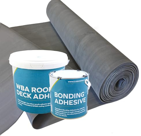 EPDM Rubber Roofing Kit for Flat Roofs - 1.2mm BBA Certified ClassicBond Rubber Roofing Membrane and Adhesives (2m x 5m)