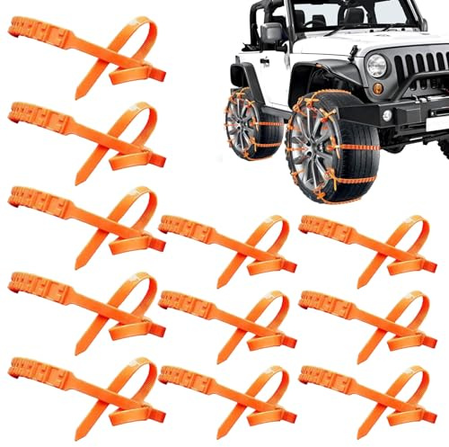 Schneeketten für Autoreifen - 10 Stück Schneeketten Set für Reifen mit schneller Montage,Rutschsichere Auto Rad Ketten - Für Limousine SUV LKW Fahrzeug Outdoor Winterfahren