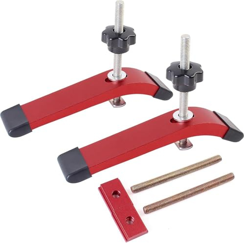 2 Stück T Nut Schiene Splint, Aluminiumlegierung T-Track Halteklemmen, T-Nut Schiene Klemmset, Schnellspannklemmen-Set für Werkzeug zur Holzbearbeitung