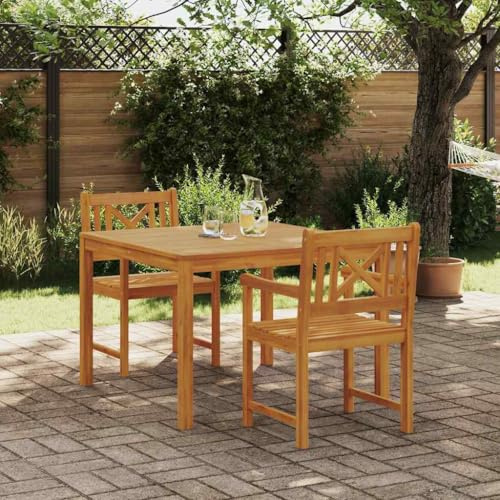 Ziaphsol Garten Essgruppe 3-teilig, Braun, Massivholz Akazie, Langlebiges Outdoor Möbel Set, Balkon Terrasse Sitzgruppe, Modernes Design