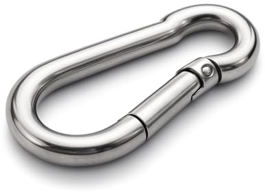 Karabiner Edelstahl V4A (AISI316) Rostfrei, Seewasserfest, hochwertig Karabinerhaken für Seile, Ketten, Hundeleinen, Camping & Outdoor