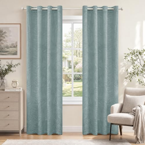 Ystyle Verdunklungsvorhänge Samt 2er Set, 140 x 225 cm, Grau Grün | Thermovorhang Kälteschutz, Gardinen Mit Ösen, Blackout Curtain Für Schlafzimmer Esszimmer, Gardinen Wohnzimmer Modern