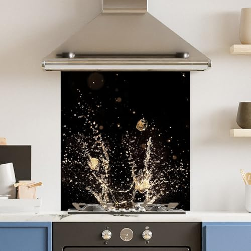 Premium 59.5 x 74.5cm Champagne Splash 6mm Glass Toughened Kitchen Splashback