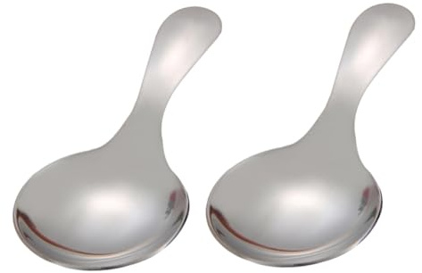 Dessertlöffel aus Edelstahl, Rund, Robust, Silber
