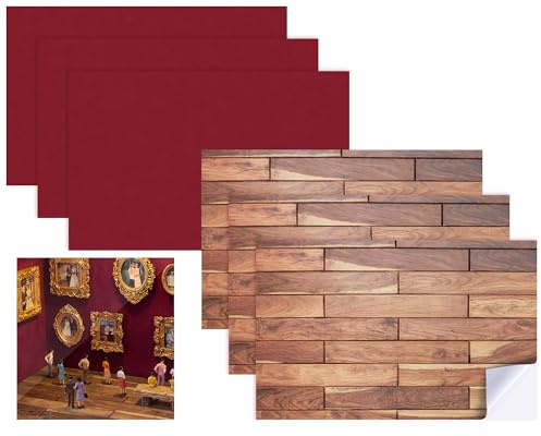 Lewtemi Set di 6 fogli di carta da parati e pavimenti per casa delle bambole, mini accessori per casa delle bambole in miniatura, musei, pareti, pavimenti, fai da te, mini decorazioni per stanze, 30 x