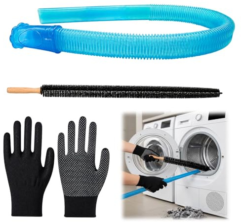 KAZGVN Dryer Vent Cleaner Kit, 3 Pack Comprehensive Tumble Dryer Cleaning Hose with Universal Connector and Gloves, Efficient Lint Removal for Enhanced Appliance Performance (Blue)