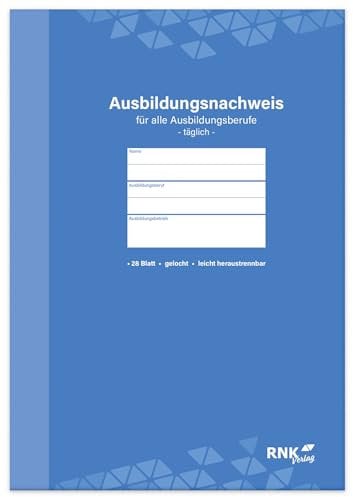 RNKVERLAG 5082 - Ausbildungsnachweis-Block für alle Ausbildungsberufe, für tägliche Eintragungen, 1 Stück