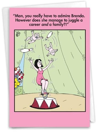 NobleWorks, Family Jonggler – Lustige Muttertags-Grußkarte mit Umschlag – Lustige Karnevals-Zirkus, Cartoon-Karte für Mutter 0204