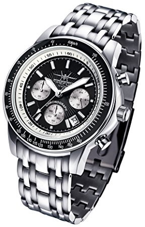 FIREFOX Airliner FFS04-102a schwarz/weiß Chronograph massiv Edelstahl Sicherheitsfaltschließe Herrenuhr Armbanduhr 10 ATM wasserdicht