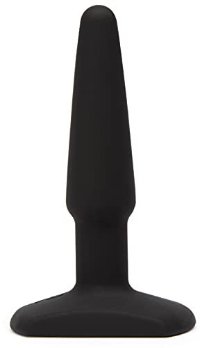 Lovehoney Classic Butt Plug - 4 Inch Silicone Anal Plug - Slimline Beginner Friendly with Flared Base - Waterproof - Black