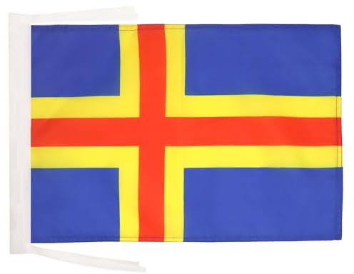 BANDIERA ISOLE ALAND 45x30cm - BANDIERINA ALANDESE - FINLANDIA 30 x 45 cm cordicelle - AZ FLAG