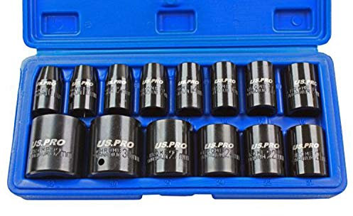 US PRO B1679 Lot de 14 douilles à choc métriques peu profondes 10-32 mm
