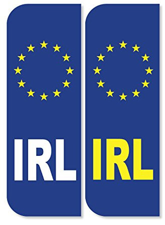 Landing Designs Pack of 2 Ireland Euro Car Number Plate Stickers 104mm by 35mm Each
