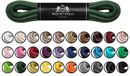 Mount Swiss Luxury Schuhbänder I Wasserabweisende und reißfeste Schnürsenkel rund ø 2-3 mm aus feiner Baumwolle/gewachst Farbe: Dark.Green, Länge: 80 cm