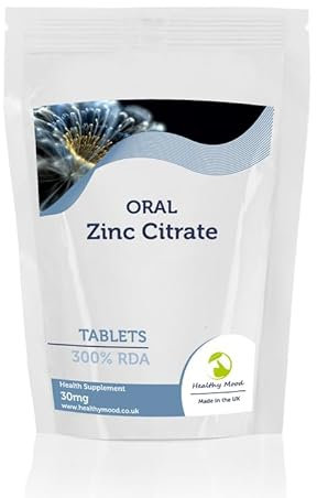 Zinc Citrate 30mg Tablets Zn Element 300% NRV Oral Elemental Xtra 30/60/90/120/180 Veg Pills Supplements (60)