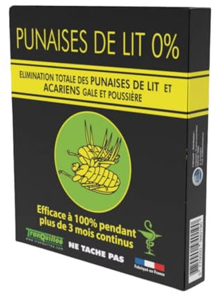 Plaquette Insecticide pour Literie - Élimination efficace des punaises de lit et acariens – Action immédiate, protection 3 mois – Fabriqué en France