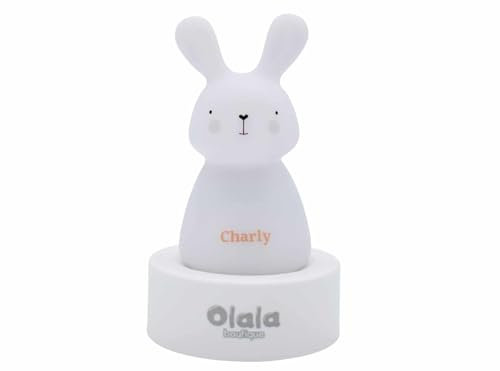 Olala® - Veilleuse LED Nomade Lapin pour Bébé et Enfant - Déco Lumineuse idéale pour Cadeau dès la Naissance pour Fille et Garçon - Rechargeable par induction avec Grande Autonomie (12h)