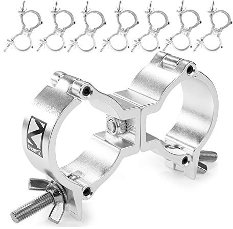 BeamZ BC50-100D Swivel Coupler Slimline Clamp Set, Pack of 8 Aluminium Truss Clamps, 100kg Load, 48-51mm Diameter for DJ Stage Lighting & Goalpost Mounting