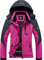 GEMYSE Damen Wasserdichte Berg-Skijacke Winddichte Skijacke Fleece Outdoor-Winterjacke mit Kapuze (Rosenrot Grau,L)