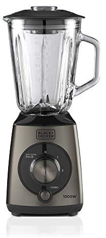 BLACK+DECKER BXJB1000E Blender Verre, 1.5 liters, Noir, Acier