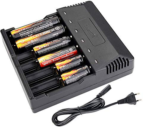TrustFire TR-012 Batterieladegerät Universal Batterie Akku Ladegerät - intelligent 6 X Ladeschächte Multi Akkuladegerät für wiederaufladbare Li-Ionen-Akkus 3,7V 18650 14500 18350 16340 10440