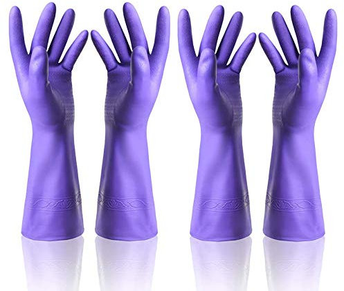 Deluxe washing up gloves with latex free Vinyl cleaning gloves 2 Pairs