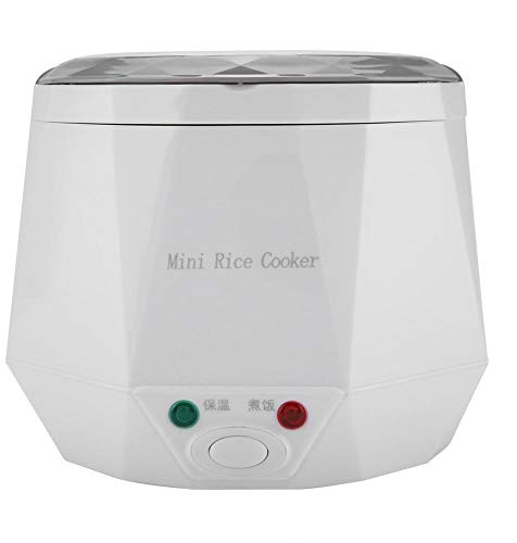 Vaporizador de alimentos, 24V 140W 1.3 L Eléctrico Portátil Multifuncional Mini Olla arrocera Vapor Carro Camión Olla arrocera Calentador de alimentos para oficina, al aire libre, uso escolar(Blanco)