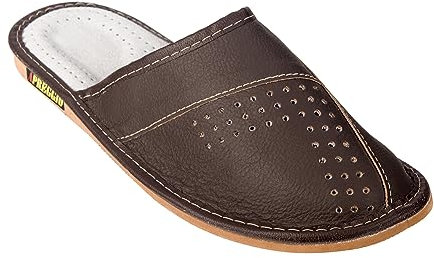 APREGGIO - Pantofole Da Uomo In Pelle - Pantofole In Pelle - Ciabatte Da Uomo - Ciabatte Da Casa Uomo - Slipper - Marrone chiaro - Taglia 45 EU