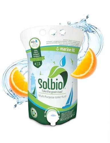 Solbio Marine Sanitärflüssigkeit für Campingtoilette 1,6l 100% Bio & Vegan - Biologisch abbaubarer Sanitärzusatz mit Orangenduft, Sparsamer Verbrauch
