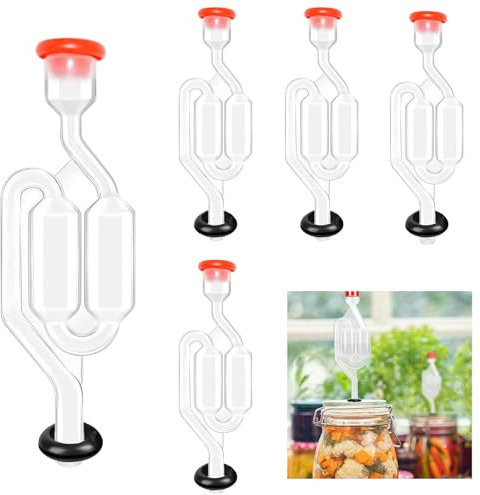 Aweisile Tubicini di Fermentazione 5Pcs Valvole Sigillate Airlock Gorgogliatore Fermentazione Airlock Trasparente in Plastica da 10 mm con Tappo per Kit di Fermentazione per Birra Fatta in Casa