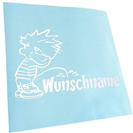 Kiwistar - Autoaufkleber - Aufkleber Piss on Wunschname 24x15 cm - Weiss - Pissmännchen, Laptop, Fahrrad, LKW, Motorrad Mehrfarbig JDM Decal Racing