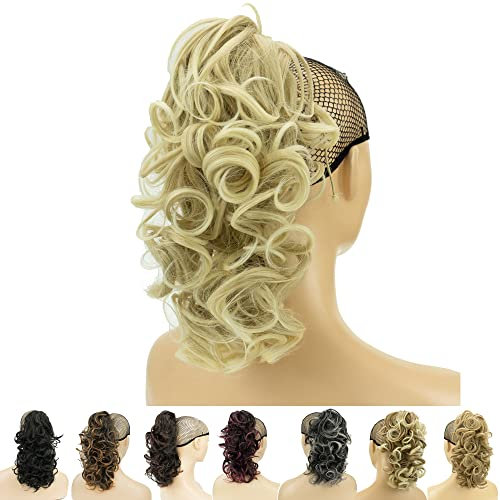 IMISSU Capelli ricci disordinati Estensioni dei capelli coda di cavallo con artiglio corto Clip coda di cavallo con ganascia in posticci per le donne (Sporca bionda)