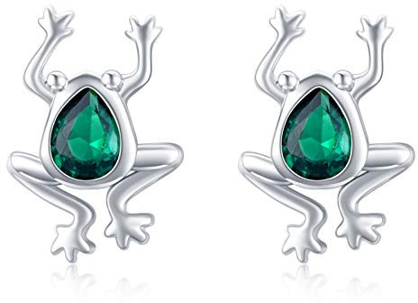 Frosch Ohrstecker für Damen Mädchen 925 Sterling Silber Hypoallergen Ohrringe Rana Ohrringe