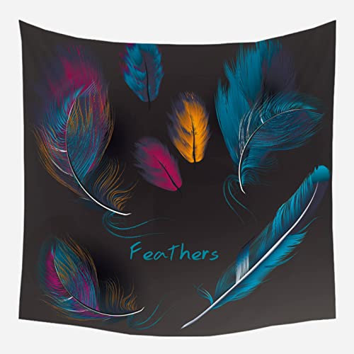 EHOMERY Wandbehang Jugendzimmer Wanddekoration Dachschräge Bunt Federschmuck Wanddekoration Rustikal Wandschmuck Groß Schlafzimmer Wohnzimmer 95X73Cm