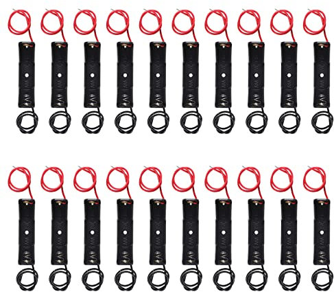 DIANN 20pcs AAA Battery Holder Single 1x 1.5V AAA Battery Holder AAA Battery Holder with Leads Wires