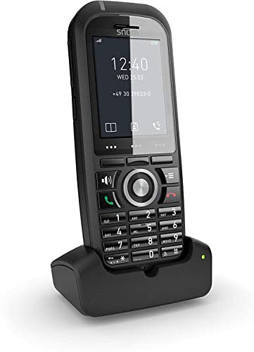 Snom M80 IP Office DECT Robustes Mobilteil EU/USA, VoIP, SIP, Bluetooth, IP65, HD, Alarmschlüssel, Vibration, Perfekt für den Außenbereich, Schwarz, 00004424