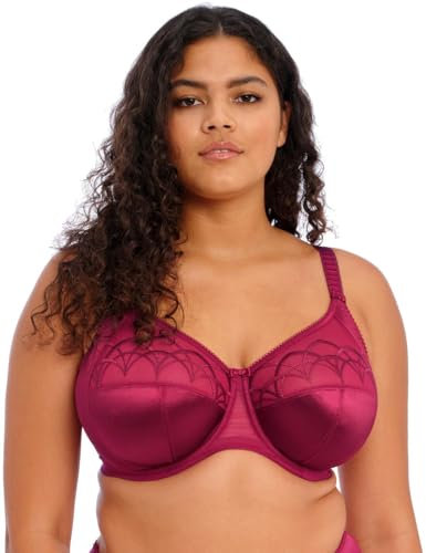 Elomi Women's Underwire Full Cup Banded Bra Coverage, Sheer, Berry, 40DD