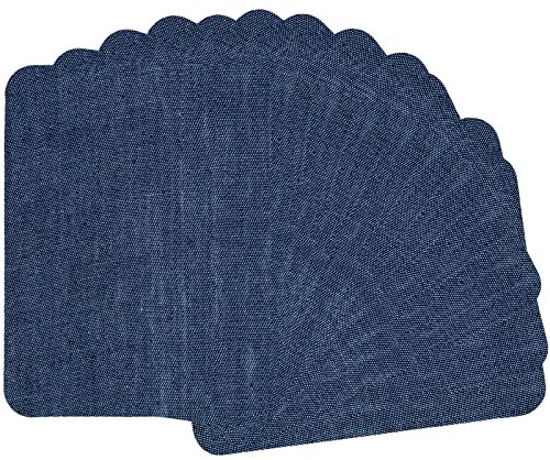 GYGYL 12 Pieces Premium Quality Denim Iron-on Jean Patches, Inside & Outside Strongest Glue 100% Cotton of Deep Blue Repair Decorating Kit, Size 3 by 4-1/4 (7.5 cm x 10.5 cm)
