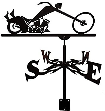 Wetterfahne Motorrad Ente Familie Wetterfahne Messwerkzeuge Wetterhahn Windrichtung Anzeige Szene Garten Dekor mit Halterung Korrosionsbeständig (Motorrad)