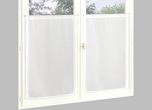 Atout Ciel Paire de voilages reliefés avec Passe-Tringle prêts à Poser, 2X 60x120cm, Blanc