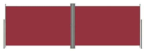 Makastle Doppel seitenmarkise Ausziehbar Sonnenschutz Sichtschutz für Balkon Terrasse Garten, Rot 200x600 cm