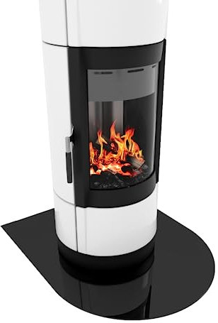 BIJON Funkenschutz-Platte Schwarz mit polierter Kante, Glasplatte Kaminofen, Kaminschutz mit ESG Sicherheitsglas, Kamin Glasplatte, Rundbogen 100 x 100 cm, 6mm