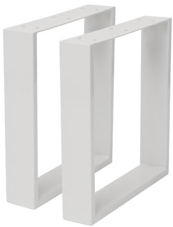 HOLZWERK24 Bankgestell aus Metall, Bankfüsse weiß (B400 x T80 x H420 mm) Stahl Bankkufen, Modell BUG404-400