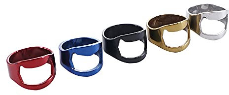 5 Pack Beer Opener Ring Stainless Steel Beer Bottle Opener Finger Ring Corkscrew Bar Tool for Women Men Home Party Use, 22mm